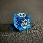 Dark Blue Glass Gemstone Stone Polyhedral Dice Set, 7 Pieces Golden Demon Dragon Series - Image 4