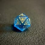 Dark Blue Glass Gemstone Stone Polyhedral Dice Set, 7 Pieces Golden Demon Dragon Series - Image 5