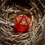 Red Glass Crystal Stone Polyhedral Gemstone Dice Set, 7 Pieces Golden Demon Dragon Series - Image 2