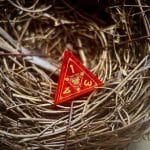 Red Glass Crystal Stone Polyhedral Gemstone Dice Set, 7 Pieces Golden Demon Dragon Series - Image 5