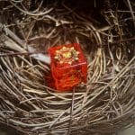 Red Glass Crystal Stone Polyhedral Gemstone Dice Set, 7 Pieces Golden Demon Dragon Series - Image 3