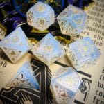 Opal Crystal Stone Polyhedral Gemstone Dice Set, 7 Pieces Golden Demon Dragon Series - Image 2