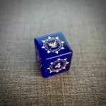 Sapphire Blue Cat's Eye Crystal Stone Polyhedral Gemstone Dice Set, 7 Pieces Golden Demon Dragon Series - Image 3