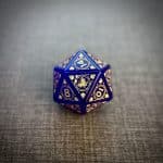 Sapphire Blue Cat's Eye Crystal Stone Polyhedral Gemstone Dice Set, 7 Pieces Golden Demon Dragon Series - Image 4