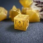 Golden Cat's Eye Gemstone Dice Set, Cloudward: Dragon’s Throne & Edge, 7 Pieces - Image 5