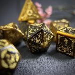 Tiger's Eye Gemstone Dice Set, Cloudward: Dragon’s Throne & Edge, 7 Pieces DND