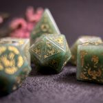 Natural Green Aventurine Gemstone Dice Set, Cloudward: Dragon’s Throne & Edge, 7 Pieces DND