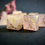 Natural Rose Quartz Gemstone Dice Set, Cloudward: Dragon’s Throne & Edge, 7 Pieces DND - Image 5