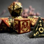 African Bloodstone gemstone Dice Set, Cloudward: Dragon’s Throne & Edge, 7 Pieces