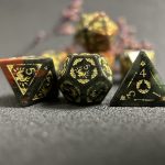 African Bloodstone gemstone Dice Set, Cloudward: Dragon’s Throne & Edge, 7 Pieces - Image 4