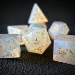 Opal Crystal Stone Polyhedral Gemstone Dice Set, 7 Pieces Crossing Fire Seal Series