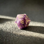 Amethyst Crystal Polyhedral Gemstone Dice Set, 7 Pieces Golden Crossing Fire Seal Series - Image 2