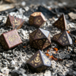 Rosewood Polyhedral Wooden Dice Set, 7 Pieces Crossing Fire Seal Series